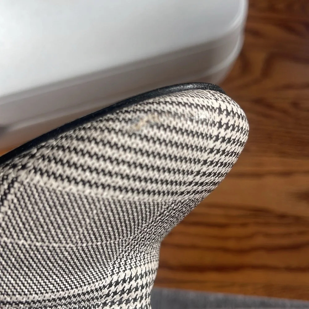 Eloquii Houndstooth Pattern Black and White Ankle Boots Size 7W